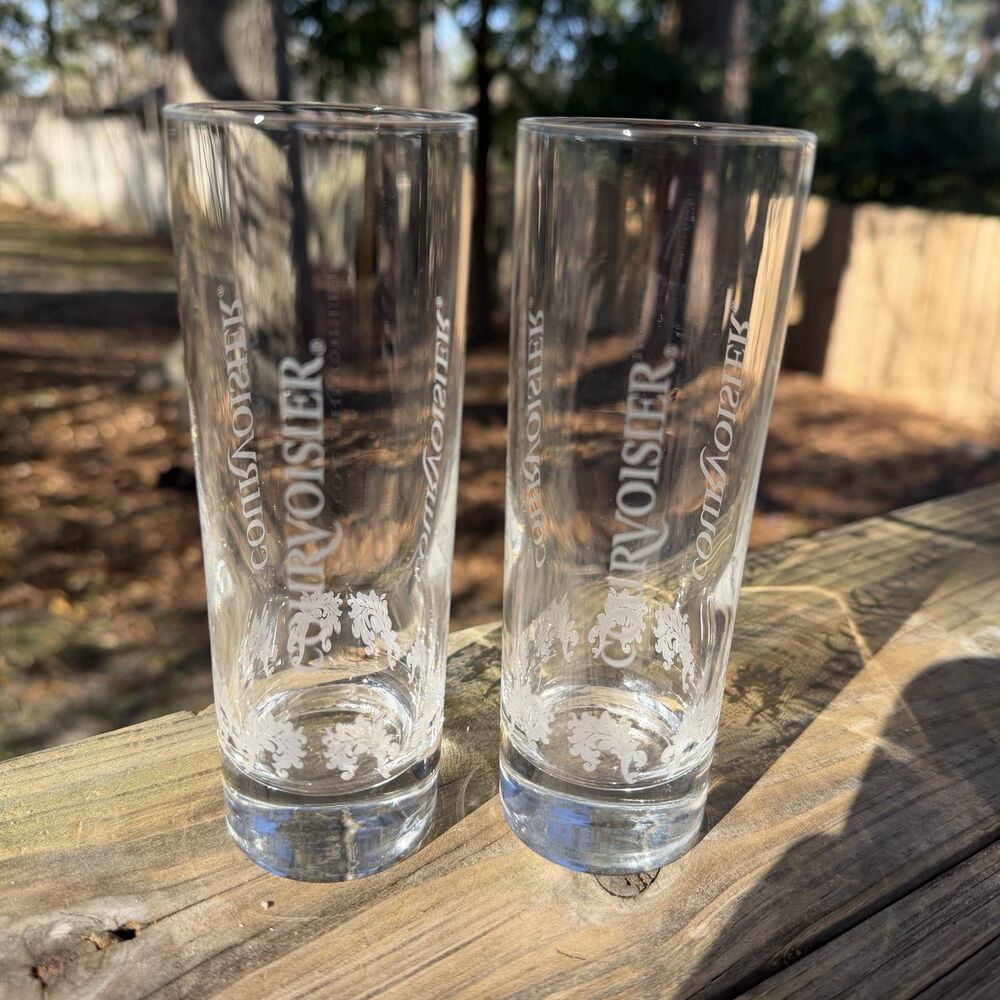 Courvoisier Highball Cognac Tall Shot Glass Set of 2 Made in France 6" Tall 7 oz